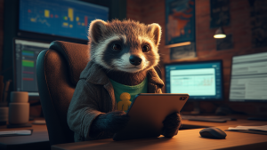 Puffin NFT DevOps Engineer in high-tech server room – Web3 backend specialist