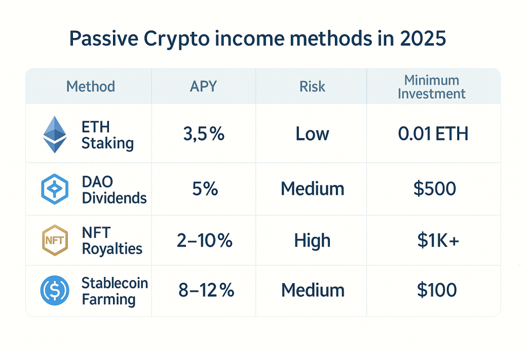 Infographic about crypto passive income 2025 strategies