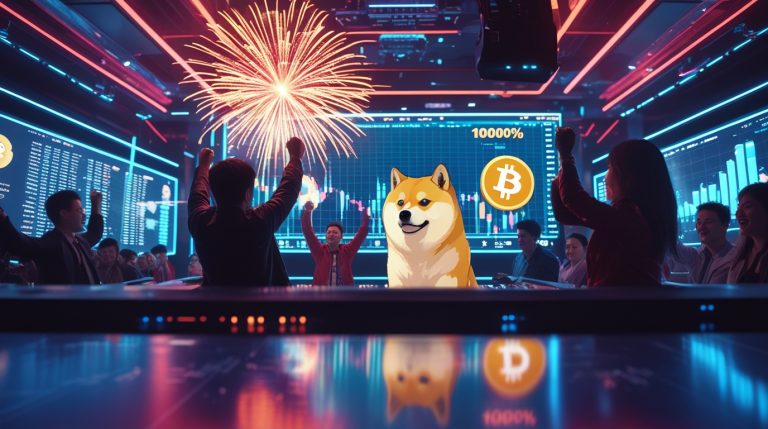 Memecoin explosion in 2025 with Dogecoin and Shiba Inu fireworks